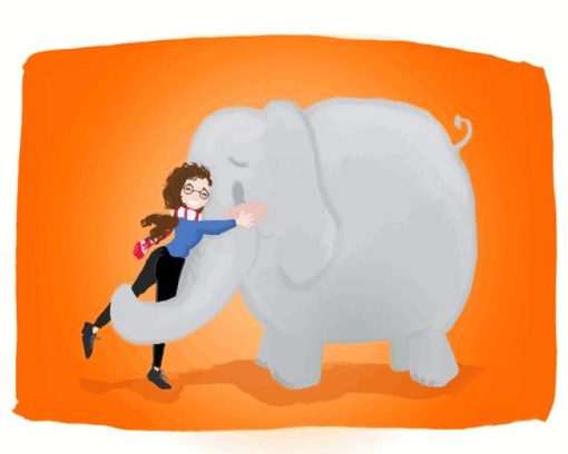 Girl Hugging Elephant Diamond Painting