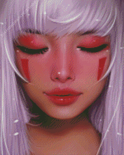 Gray Hair Girl Diamond Painting