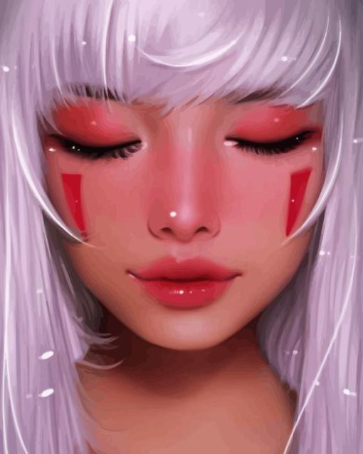 Gray Hair Girl Diamond Painting