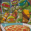 Ninja Turtles Eating Pizza Diamond Painting