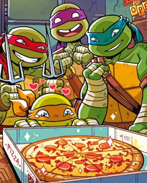 Ninja Turtles Eating Pizza Diamond Painting