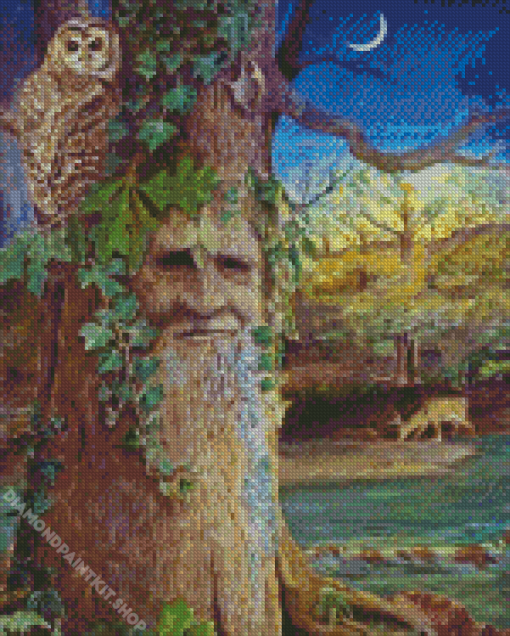 Owl On Wise Old Tree Diamond Painting