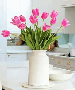 Pink Tulips in Vase Diamond Painting