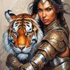 Tiger With Woman Diamond Painting