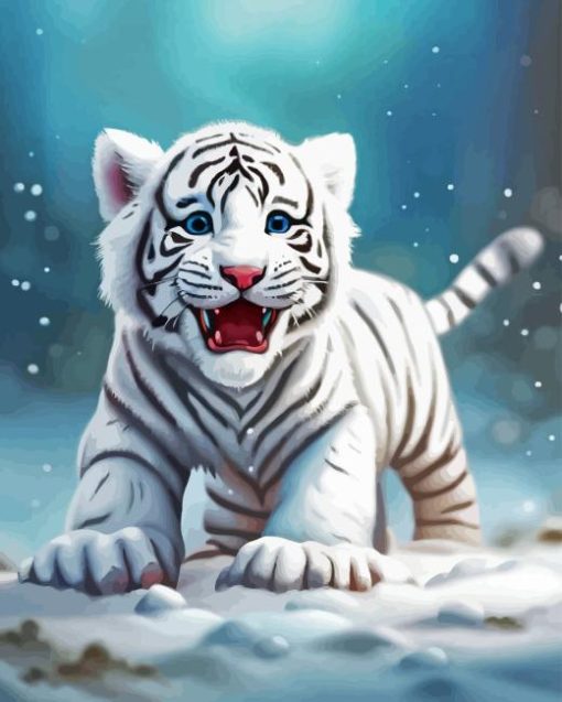 White Tiger in Snow Diamond Painting