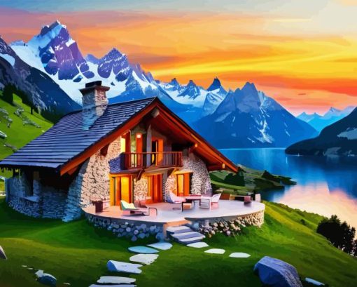 Lake in Alps Diamond Painting