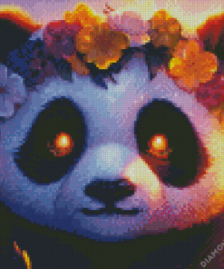 Panda With Flowers Diamond Painting