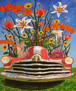 Car With Flowers Diamond Painting