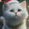 Christmas White Cat Diamond Painting