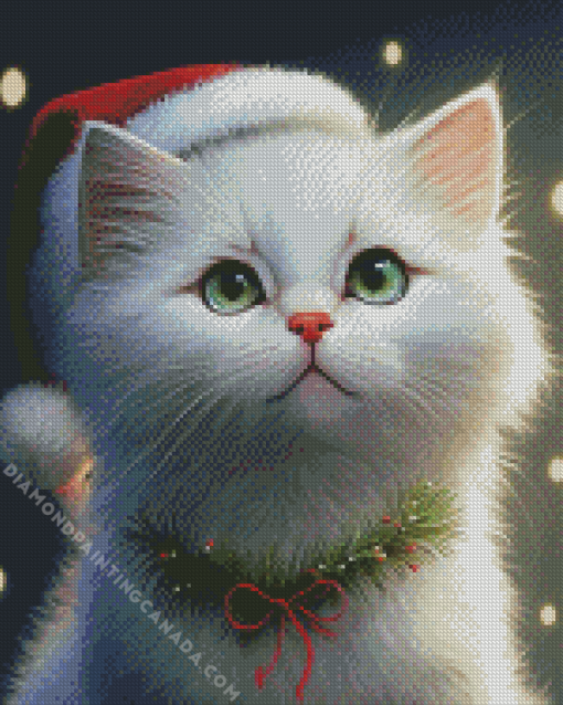 Christmas White Cat Diamond Painting