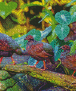 Crested Partridge Family Diamond Painting