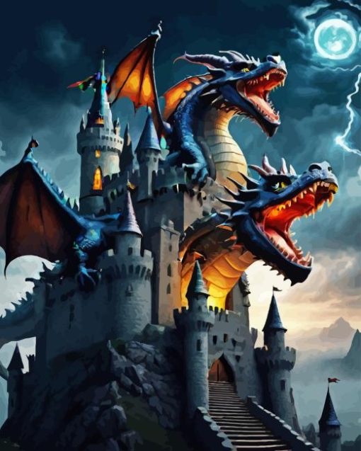 Dragon And Castle Diamond Painting