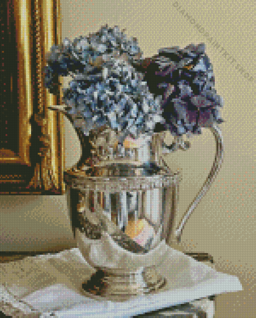 Flowers In A Silver Pitcher Diamond Painting