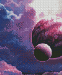 Galaxy Purple Planet Diamond Painting