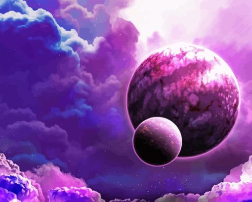 Galaxy Purple Planet Diamond Painting