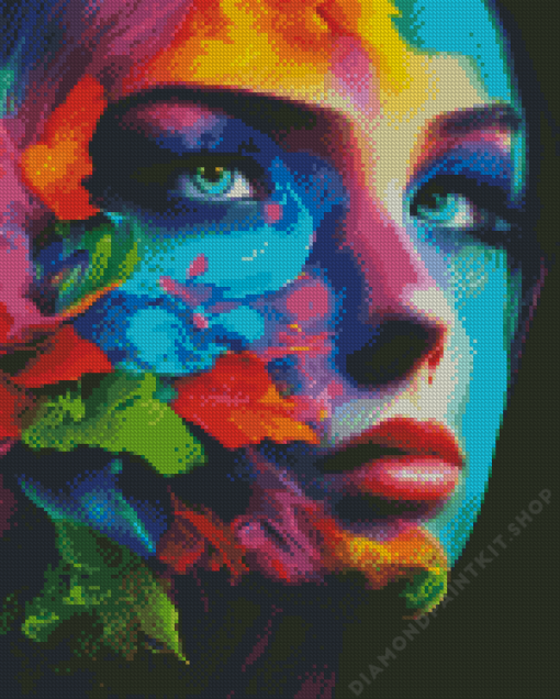 Girl Face Colorful Diamond Painting