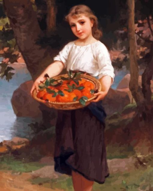 Girl With Basket of Oranges Diamond Painting