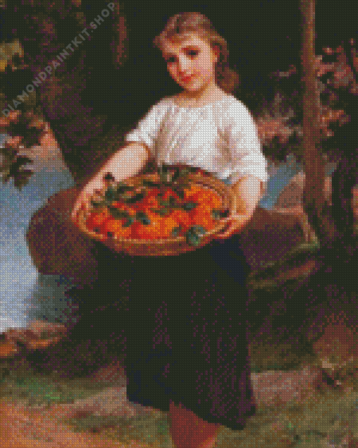 Girl With Basket of Oranges Diamond Painting