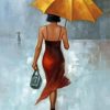 Lady With Yellow Umbrella Diamond Painting