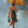 Lady With Yellow Umbrella Diamond Painting