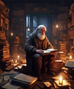 Old Man Man Reading Book Diamond Painting
