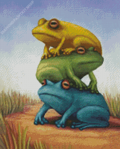 Three Pile Up Frogs Diamond Painting