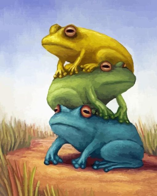 Three Pile Up Frogs Diamond Painting