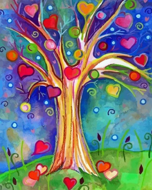 Tree Hearts Diamond Painting