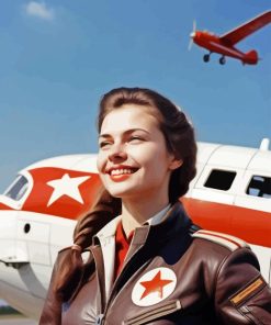 Vintage Pilot Girl Diamond Painting