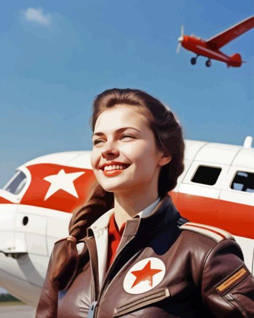 Vintage Pilot Girl Diamond Painting