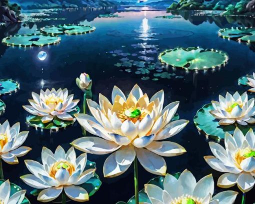 White Water Lilies Diamond Painting