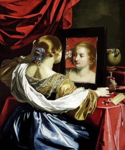Young Woman In Mirror Diamond Painting