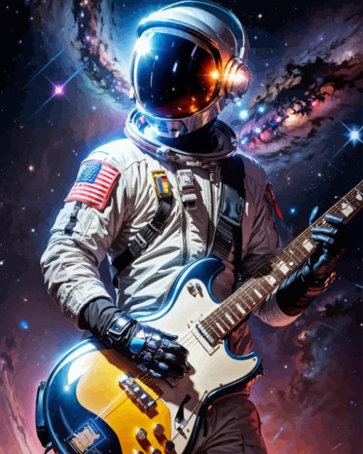 Astronaut With Guitar Diamond Painting