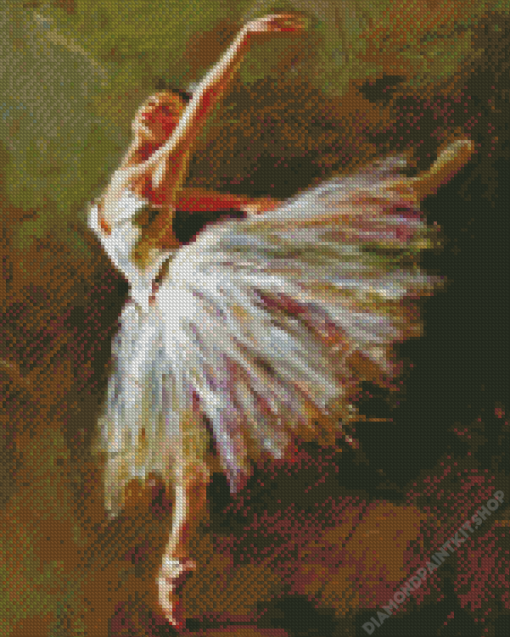 Ballerina in White Dress Diamond Painting