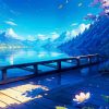 Blue Anime Landscape Diamond Painting