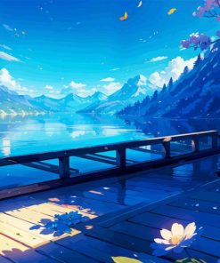 Blue Anime Landscape Diamond Painting
