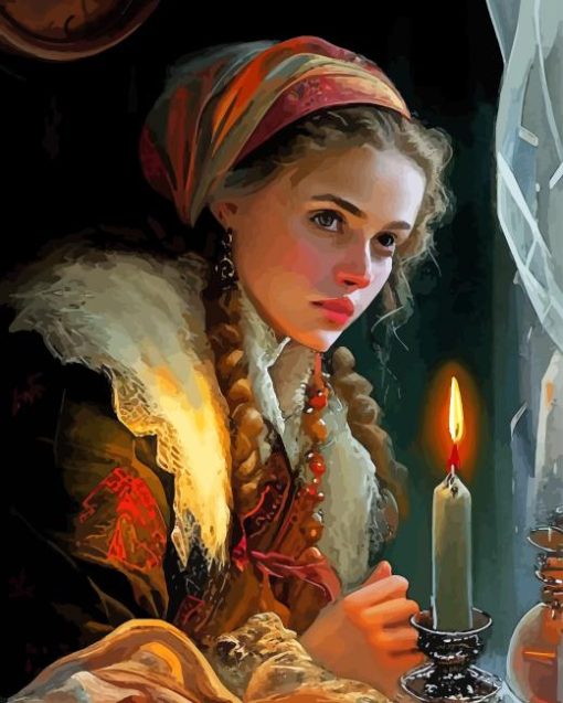 Lady And Candle Diamond Painting