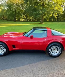 Red 1981 Corvette Diamond Painting