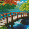 River Wooden Bridge Diamond Painting