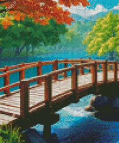 River Wooden Bridge Diamond Painting