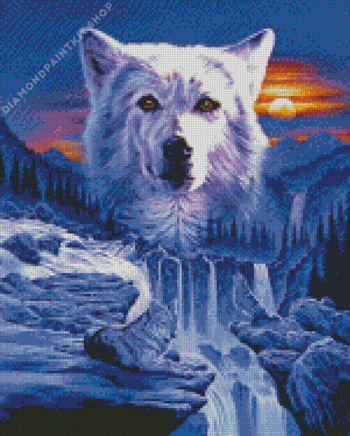 Wolf Waterfall Art Diamond Painting