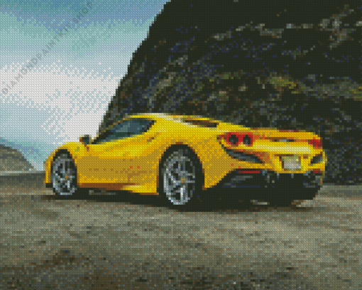 Yellow Ferrari F8 Diamond Painting