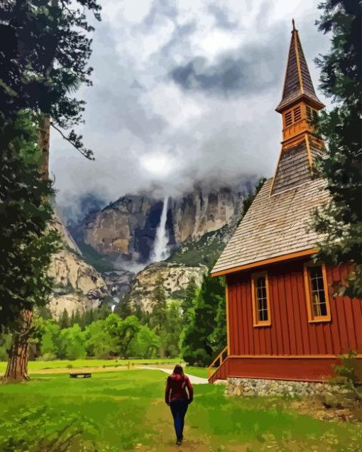 Yosemite Chapel Landscape Diamond Painting