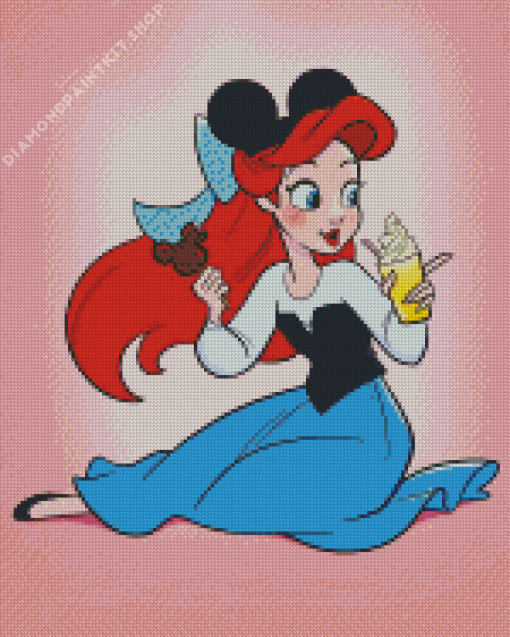 Ariel Mermaid Eating Ice Cream Diamond Painting