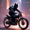 Black Cat On Motorcycle Diamond Painting