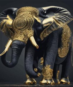 Black And Gold Elephant Diamond Painting