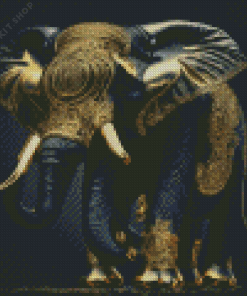 Black And Gold Elephant Diamond Painting