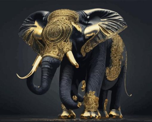 Black And Gold Elephant Diamond Painting