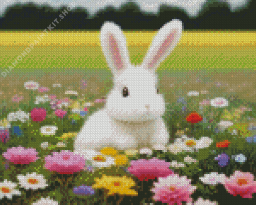 Bunny In Field Diamond Painting