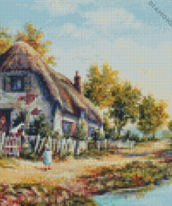 Country Cottage Scene Diamond Painting